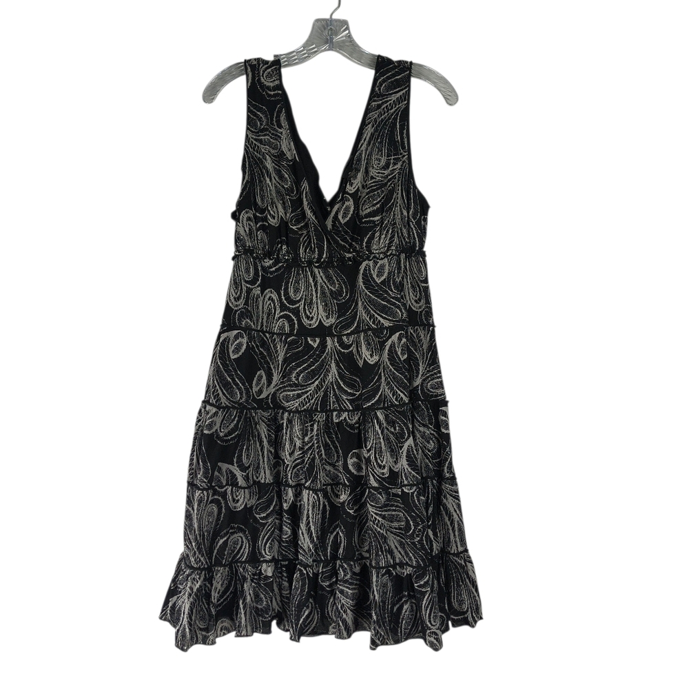 Style & Co Dress Women's XL Black White Sleeveless Tiered Fit & Flare Stretch
